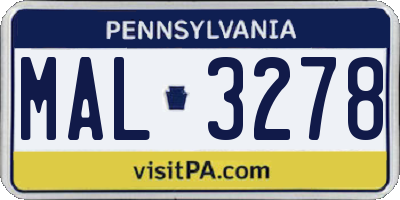 PA license plate MAL3278
