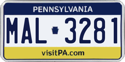 PA license plate MAL3281