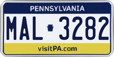 PA license plate MAL3282