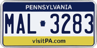 PA license plate MAL3283