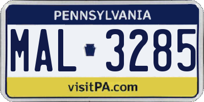 PA license plate MAL3285