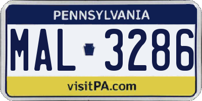 PA license plate MAL3286