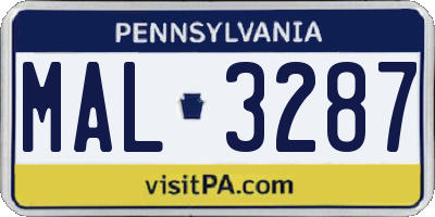 PA license plate MAL3287