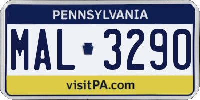 PA license plate MAL3290