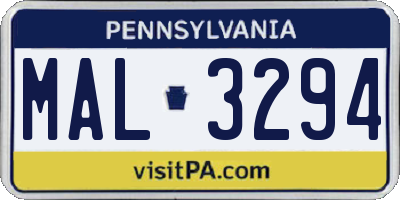 PA license plate MAL3294