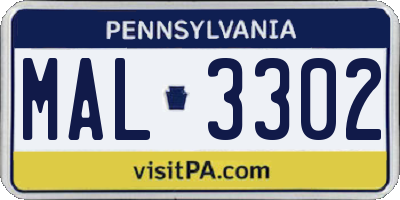 PA license plate MAL3302