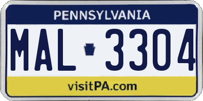 PA license plate MAL3304