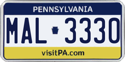 PA license plate MAL3330