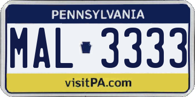 PA license plate MAL3333