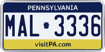 PA license plate MAL3336