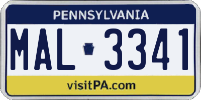 PA license plate MAL3341