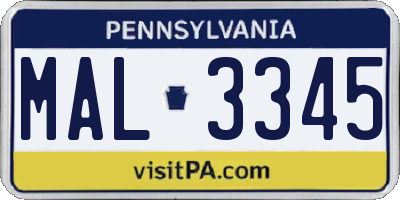 PA license plate MAL3345