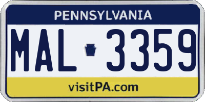PA license plate MAL3359