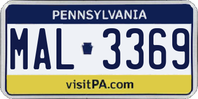 PA license plate MAL3369