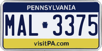 PA license plate MAL3375