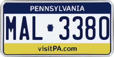 PA license plate MAL3380