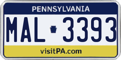 PA license plate MAL3393