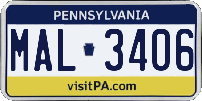 PA license plate MAL3406