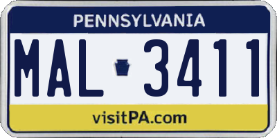 PA license plate MAL3411