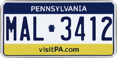 PA license plate MAL3412