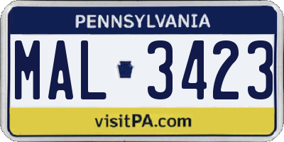 PA license plate MAL3423