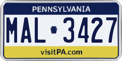 PA license plate MAL3427