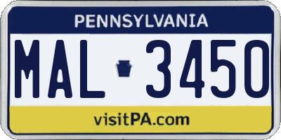 PA license plate MAL3450