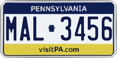 PA license plate MAL3456