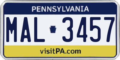 PA license plate MAL3457