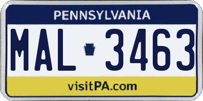 PA license plate MAL3463