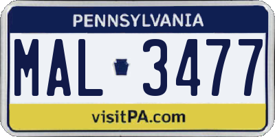 PA license plate MAL3477