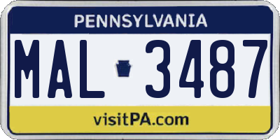 PA license plate MAL3487