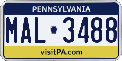 PA license plate MAL3488