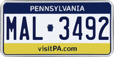 PA license plate MAL3492