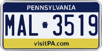 PA license plate MAL3519