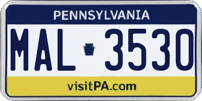 PA license plate MAL3530