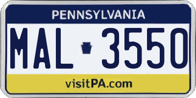 PA license plate MAL3550