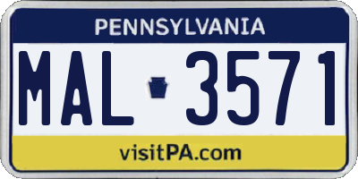 PA license plate MAL3571