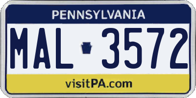 PA license plate MAL3572