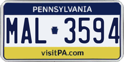 PA license plate MAL3594