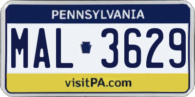 PA license plate MAL3629