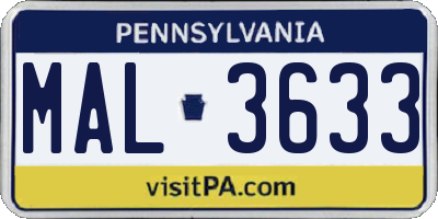 PA license plate MAL3633