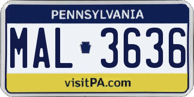 PA license plate MAL3636