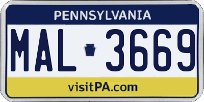 PA license plate MAL3669