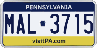 PA license plate MAL3715