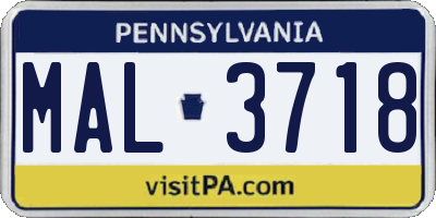 PA license plate MAL3718