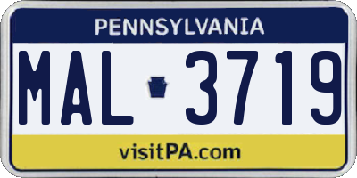 PA license plate MAL3719