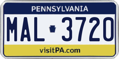 PA license plate MAL3720