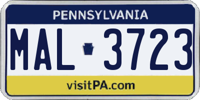 PA license plate MAL3723