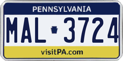 PA license plate MAL3724